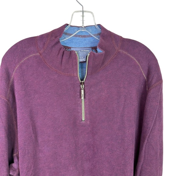 Tommy Bahama Reversible Sweatshirt Mens Sweater 1/4 Zip Long Sleeve Purple Large - Picture 2 of 9